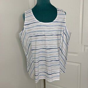 Spanner Tank Top 3X Plus Size NWT Cotton Blue Stripe Sleeveless Summer Shirt